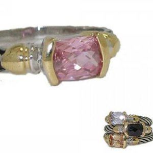 Antique cable ring pink stone wear alone stack NW